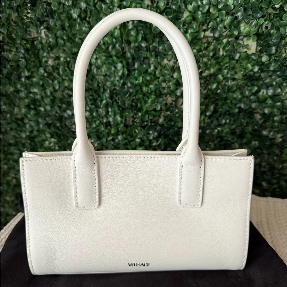 Versace Medusa ‘95 Small Tote White Leather Handbag